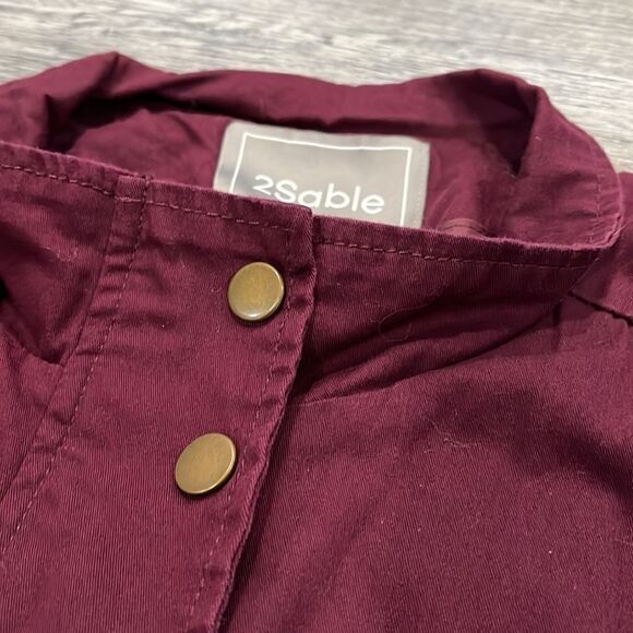 2Sable NWOT 100% cotton maroon burgundy utility vest snaps buttons zippers - S - Picture 9 of 11